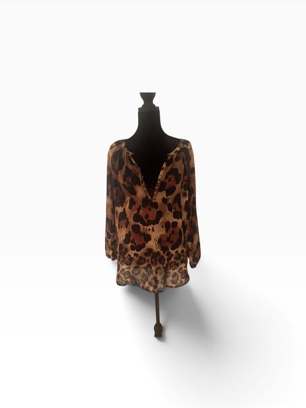 beachlunchlounge Leopard Print V-Neck Blouse - Brown & Black